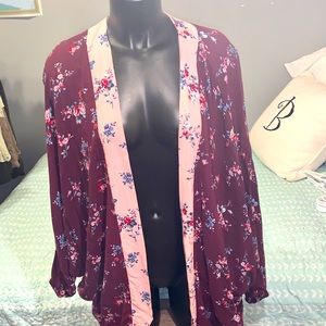 Time & Tru kimono maroon - OS NWOT
